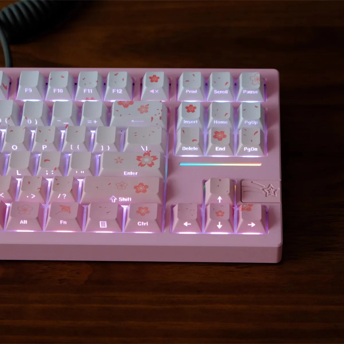 135 Keys/set Sakura Gradient Pink Keycaps PBT Dye Subbed Side Printed Backlit Key Caps Cherry Profile Keycap For Wooting 60 75