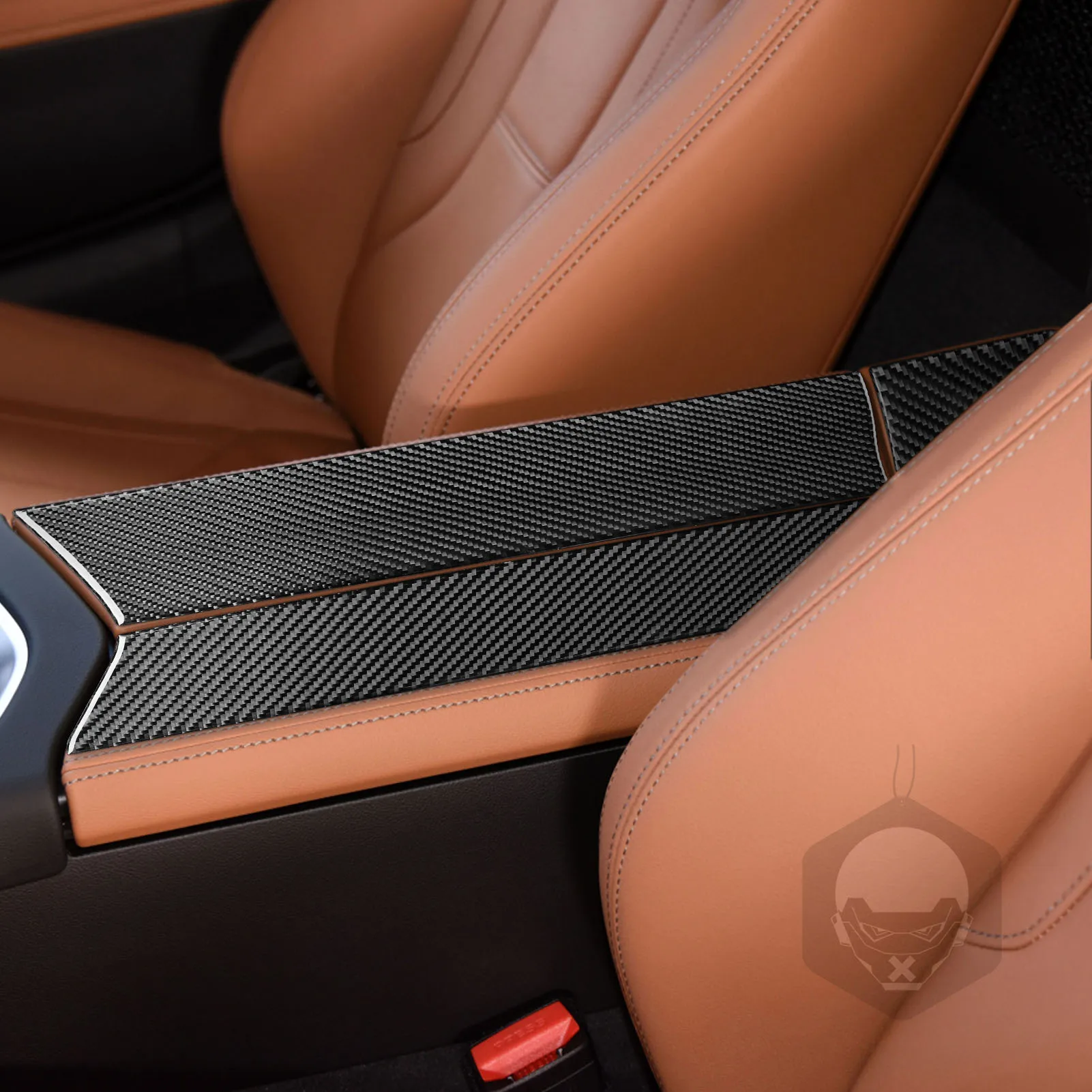 ألياف الكربون الحقيقية اكسسوارات السيارات مركز مسند الذراع الزخرفية غطاء ناعم ملصق لسيارات BMW Z4 G29 2019 2020 2021 2022 2023 2024 #2