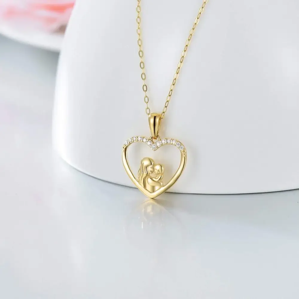 Mother's Day Mother Daughter/Mother Son/Mother Necklace Mother Heart Pendant Necklace Mother Gold Necklace Women's Pendant