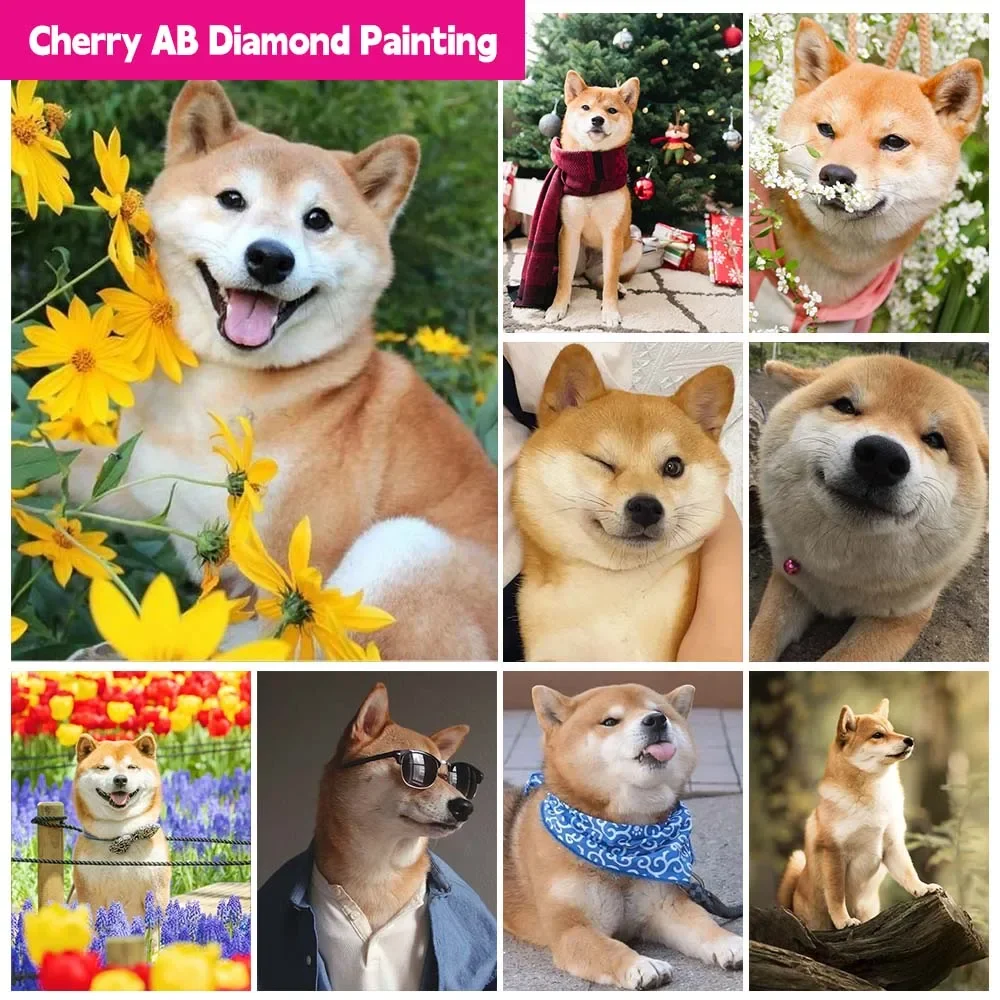 

Shiba Inu AB Diamond Painting Cross Stitch Animal Pet Dog Wall Art Embroidery Picture Rhinestone Mosaic Bead Craft Home Decor