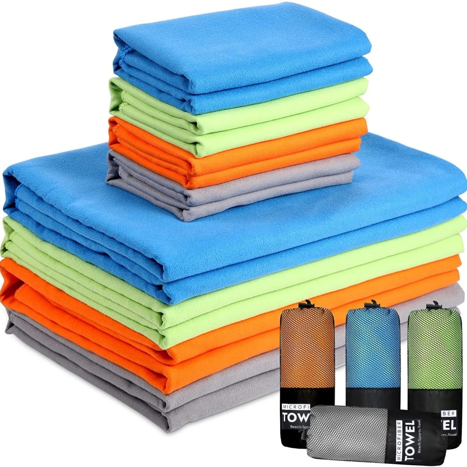 Sports Microfiber Quick Dry Pocket Towel Portable Ultralight Absorbent Large Towel for Swimming Pool Swim Gym Fitness Yoga Beach