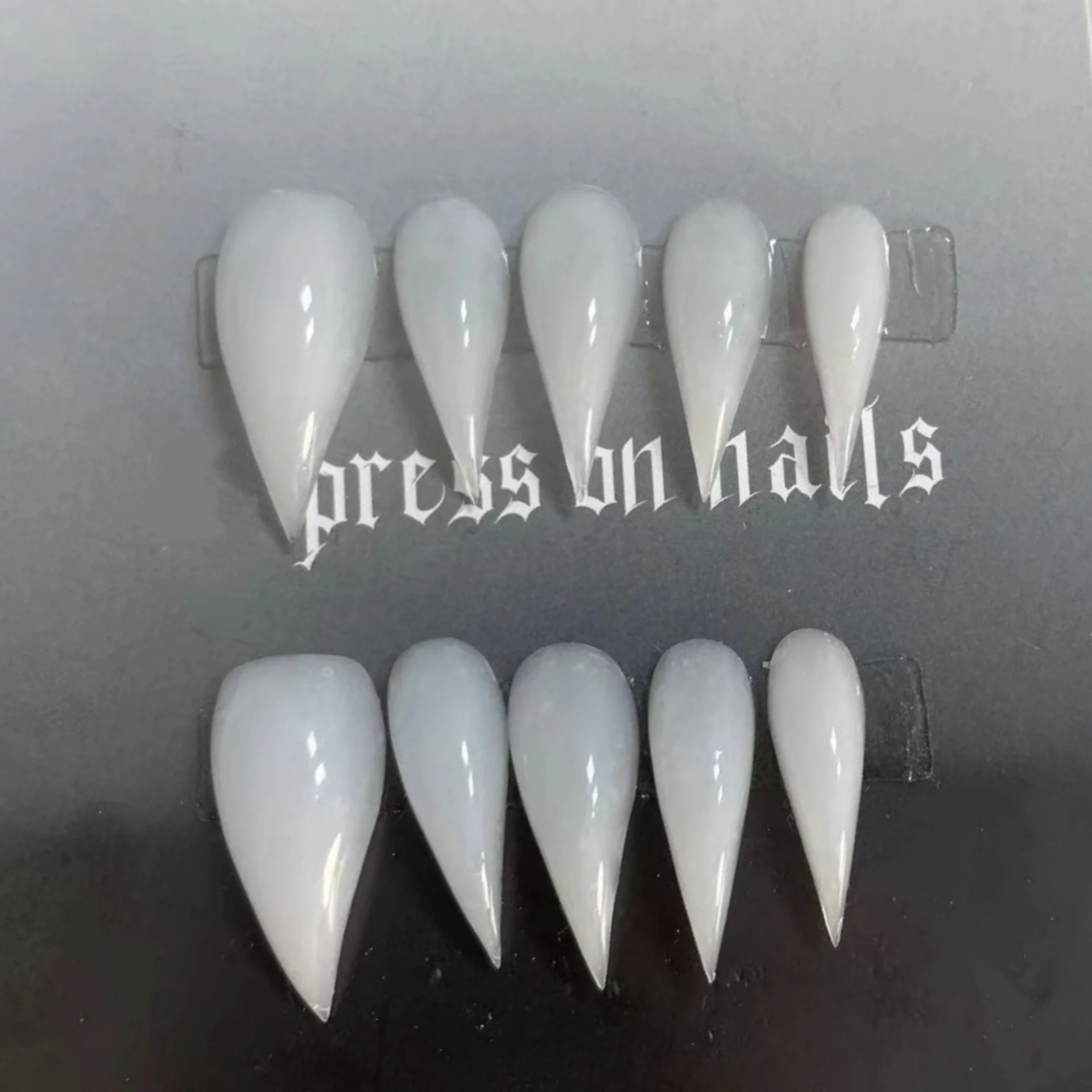 

10PCS Handmade Diamond Dragon Shape Claw Press on Nail Tips Cat Claws Acrylic False Nail Stickers Fake Nail with Jelly Glue Art