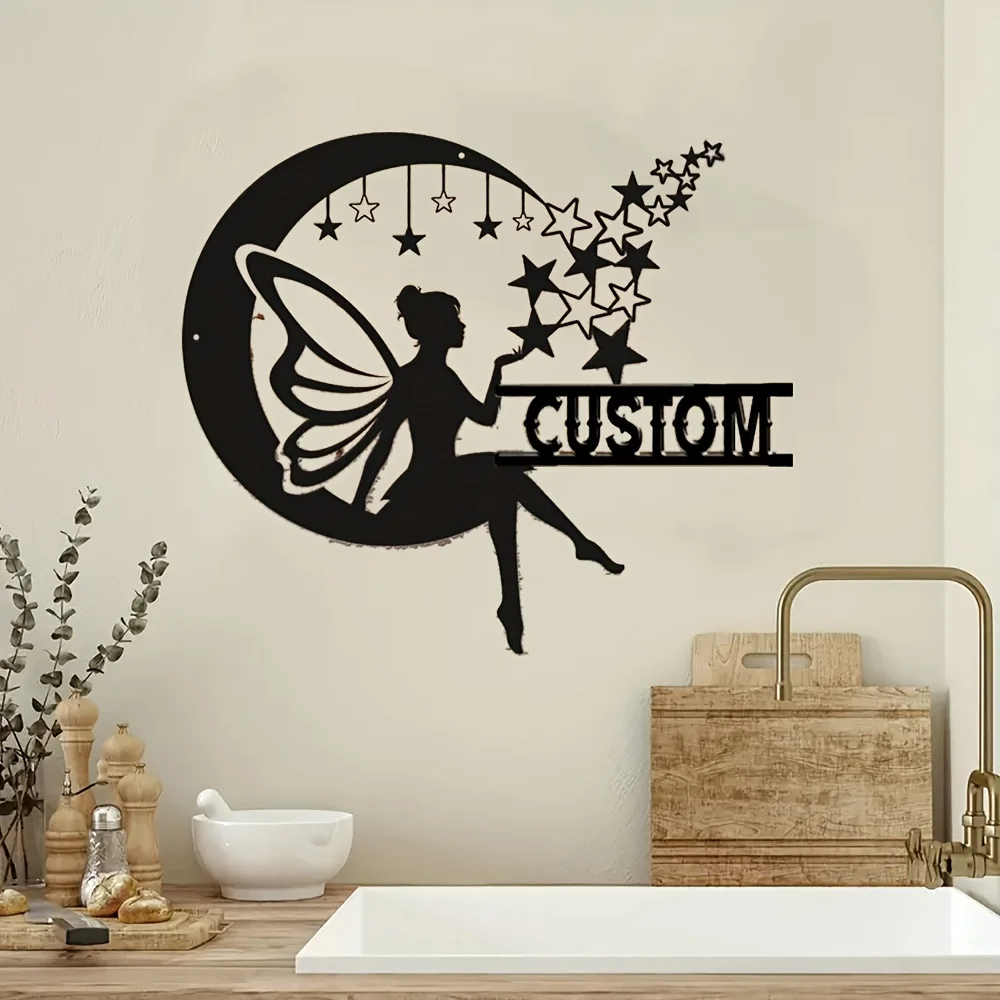 

Exclusive Tailorable Moon and Fairy Metal Wall Art Personalize with Name Perfect for Living Bedrooms Ramadan Muslim Gifts