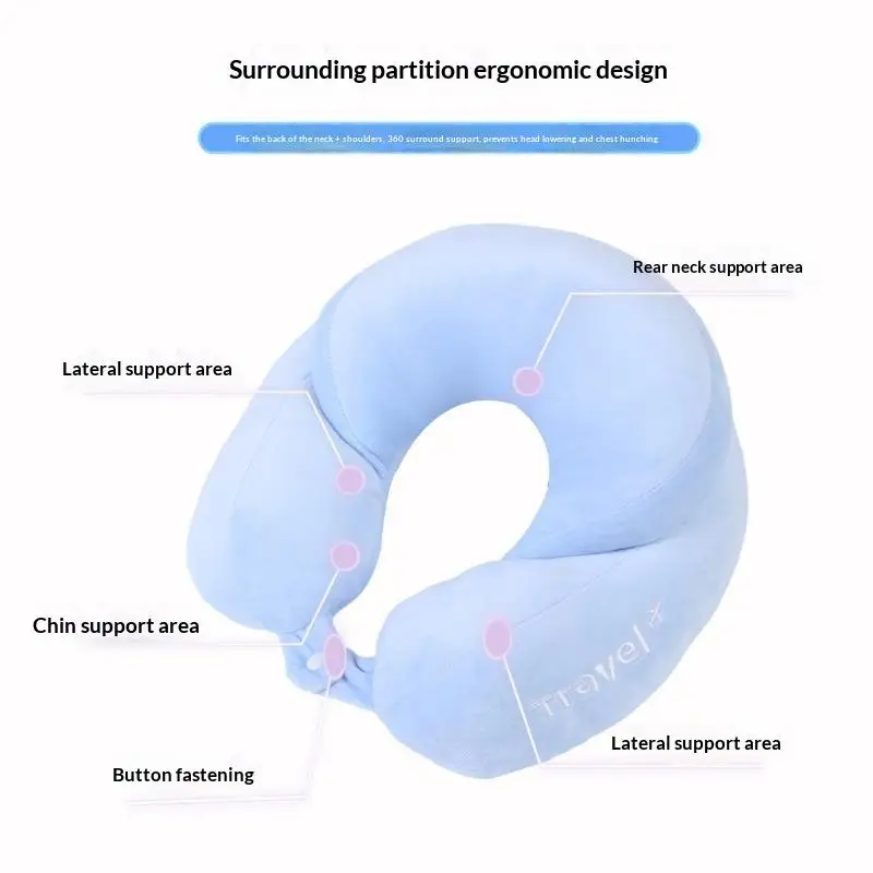 Memory Foam U Shaped Travel Pillow Neck Support Pillow Cervical Pillow for Airplane Car Travel Soft Breathable Neck Pillow - view 5
