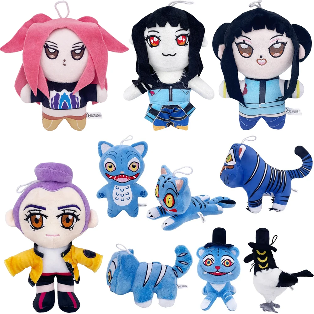 // Anime Kpop Demons Hunters Peluche Simpatico Tigre Viola Cappello Nero Gazza Con 3 Occhi Mostro Caccia Ragazza Gruppo Bambola Per Ventole Regali