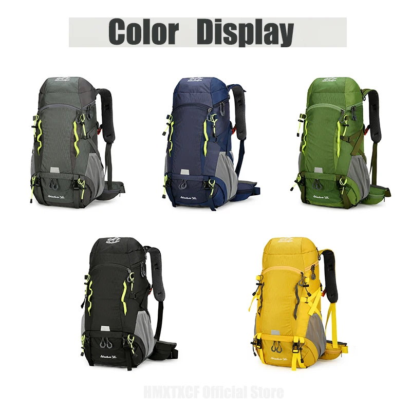 50L حقيبة السفر التخييم الرجال حقيبة ترحال كبيرة حقيبة الظهر السياحية مقاوم للماء الرياضة في الهواء الطلق تسلق حقيبة تسلق الجبال الأمتعة