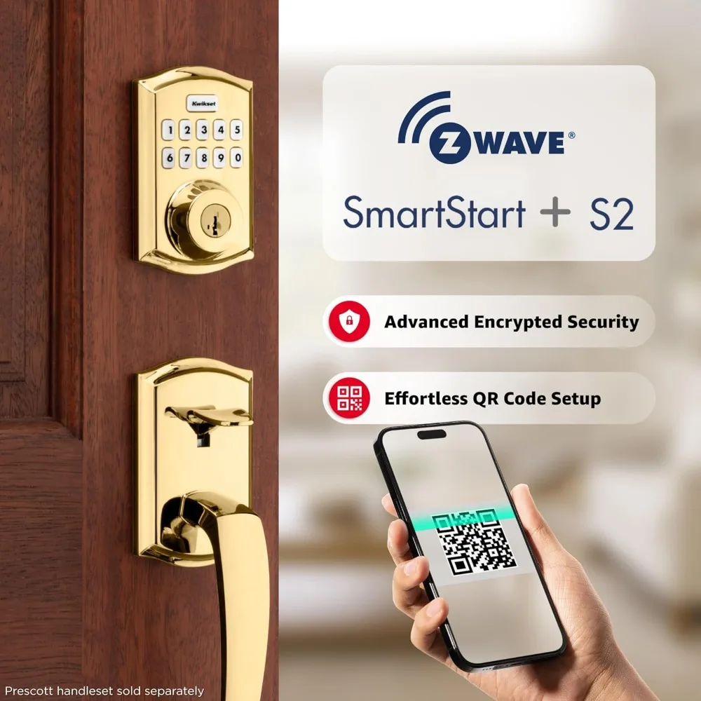 HomeConnect 620 Z-Wave Teclado habilitado de longo alcance Smart Lock Entrada sem chave conveniente, códigos de usuário personalizáveis, alarme de anel Compa