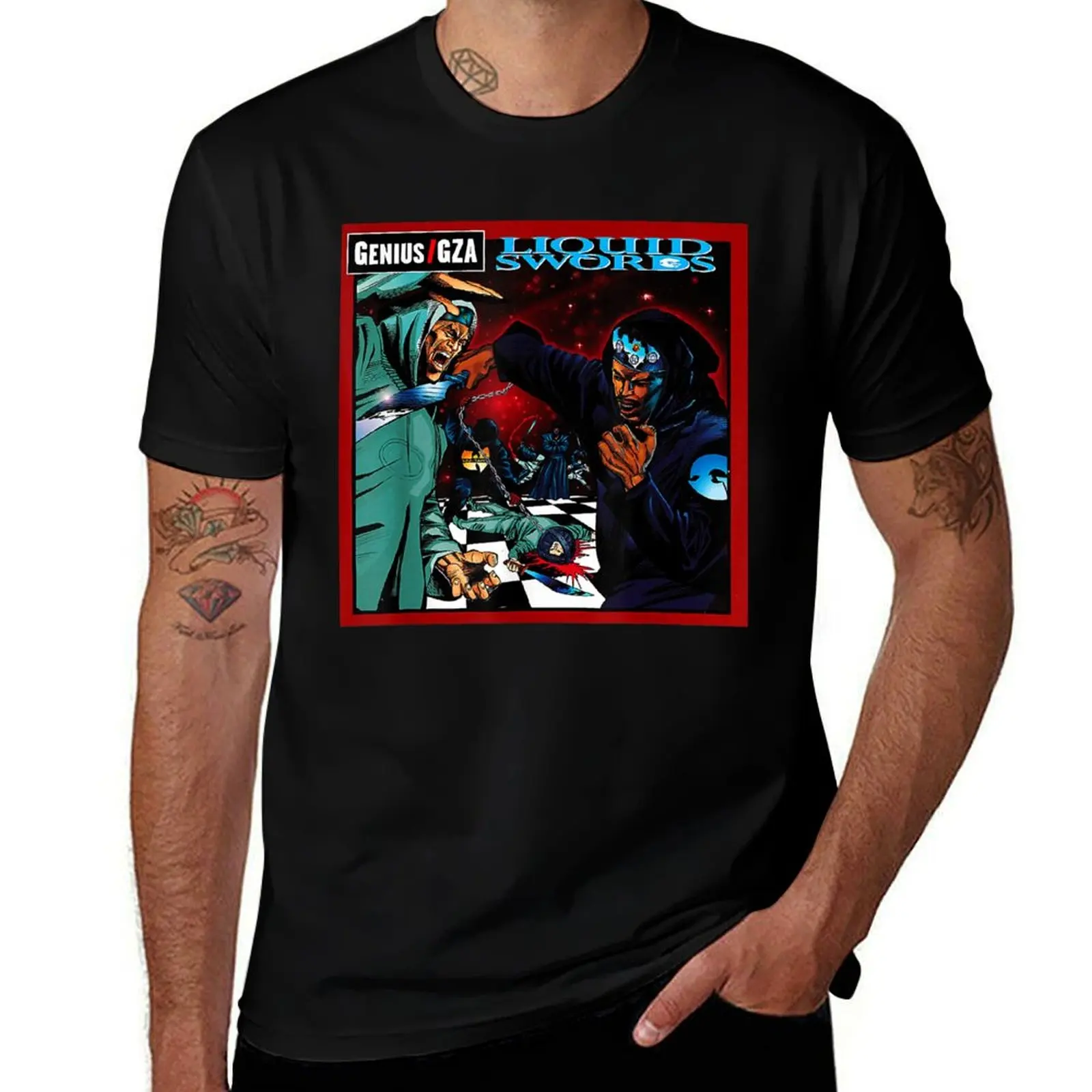 Men women Liquid tee Swords T-Shirt Soft Casual Short Sleeve Cotton Tee T-Shirt