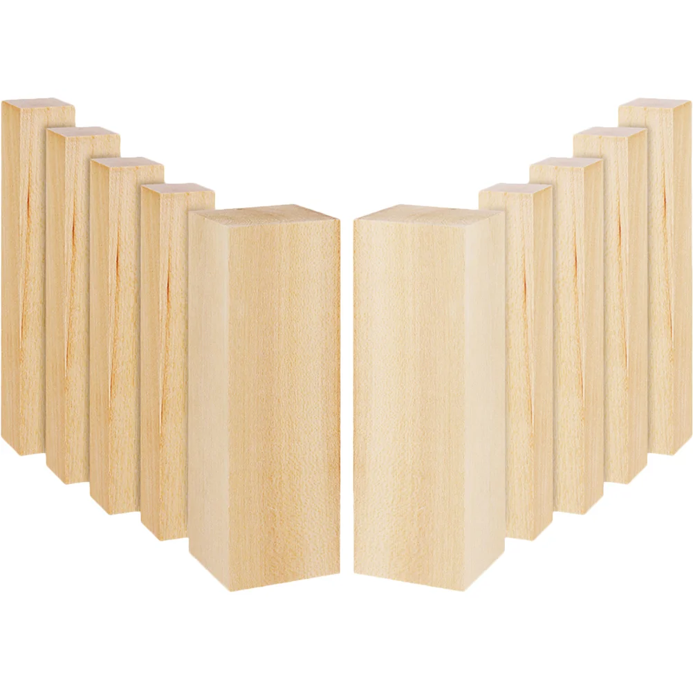 10 Pcs Carved Basswood Strips Lumber Carving Large Blank Wooden Blocks Bamboo Whittling