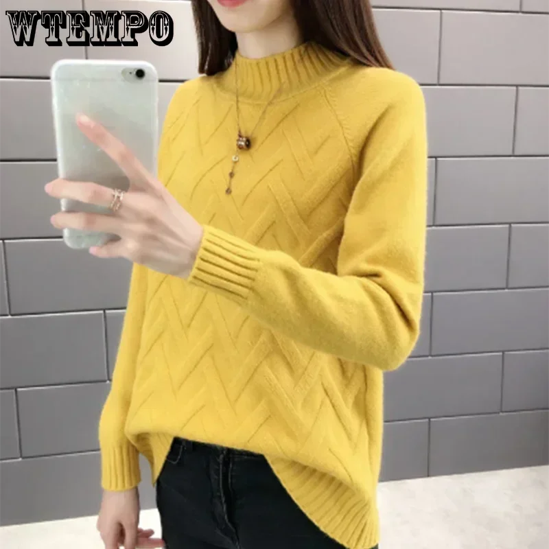 Pullover Turtleneck Ribbed Knitted Sweater Autumn Winter Clothes Women Long Sleeve Slim Basic Woman Sweaters Tops