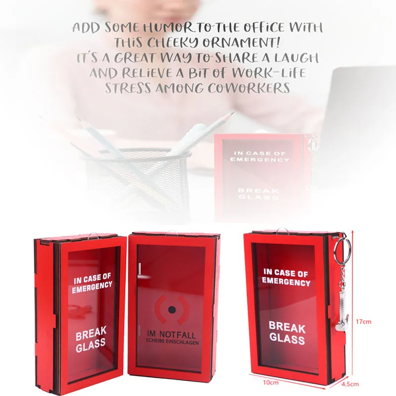 1PCS Red Wood Funny Break In Case Emergency Gift Box With Hammer Gift Packaging Case Red Gag Gift Organizer For Birthday Holiday
