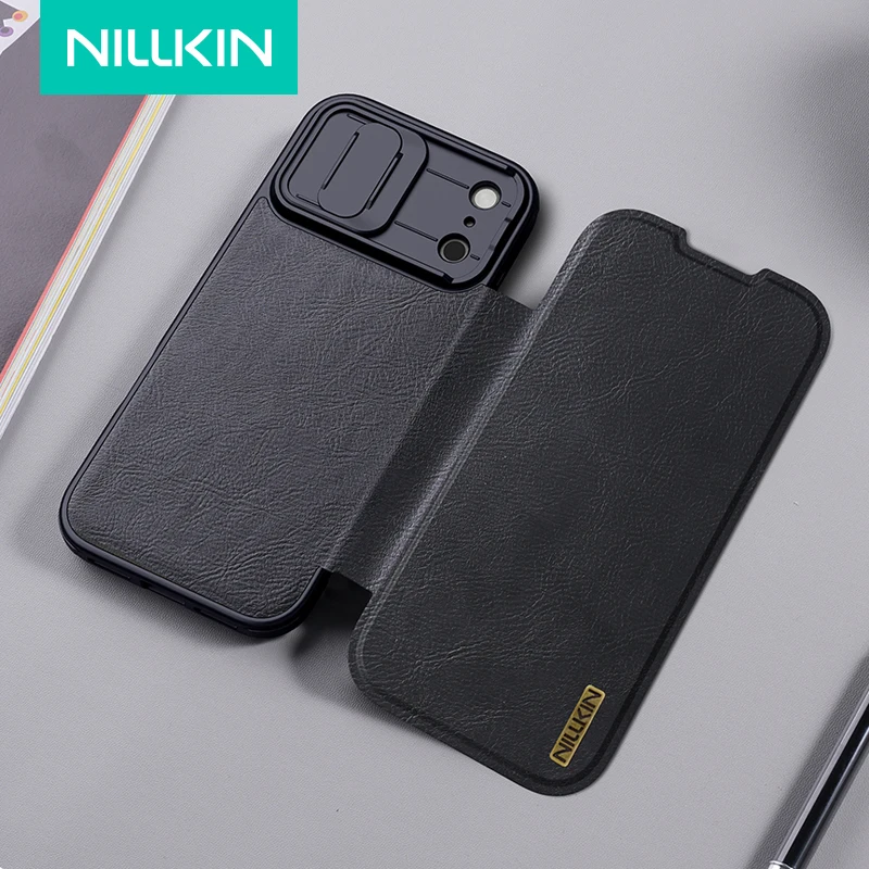 

Чехол Nillkin Qin Pro для iPhone 17 Pro Max, роскошный винтажный откидной чехол из искусственной кожи с слотом для карт для iPhone 17 Pro