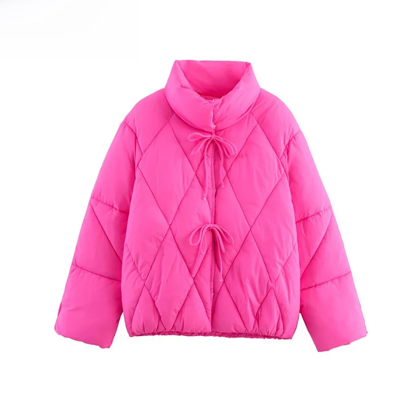 

Faionable Women's Cotton Jaet Autumn New Sle Diamond Pattern Hand Placed Tie Dry Coat Polyester Fiber Zipper Closure