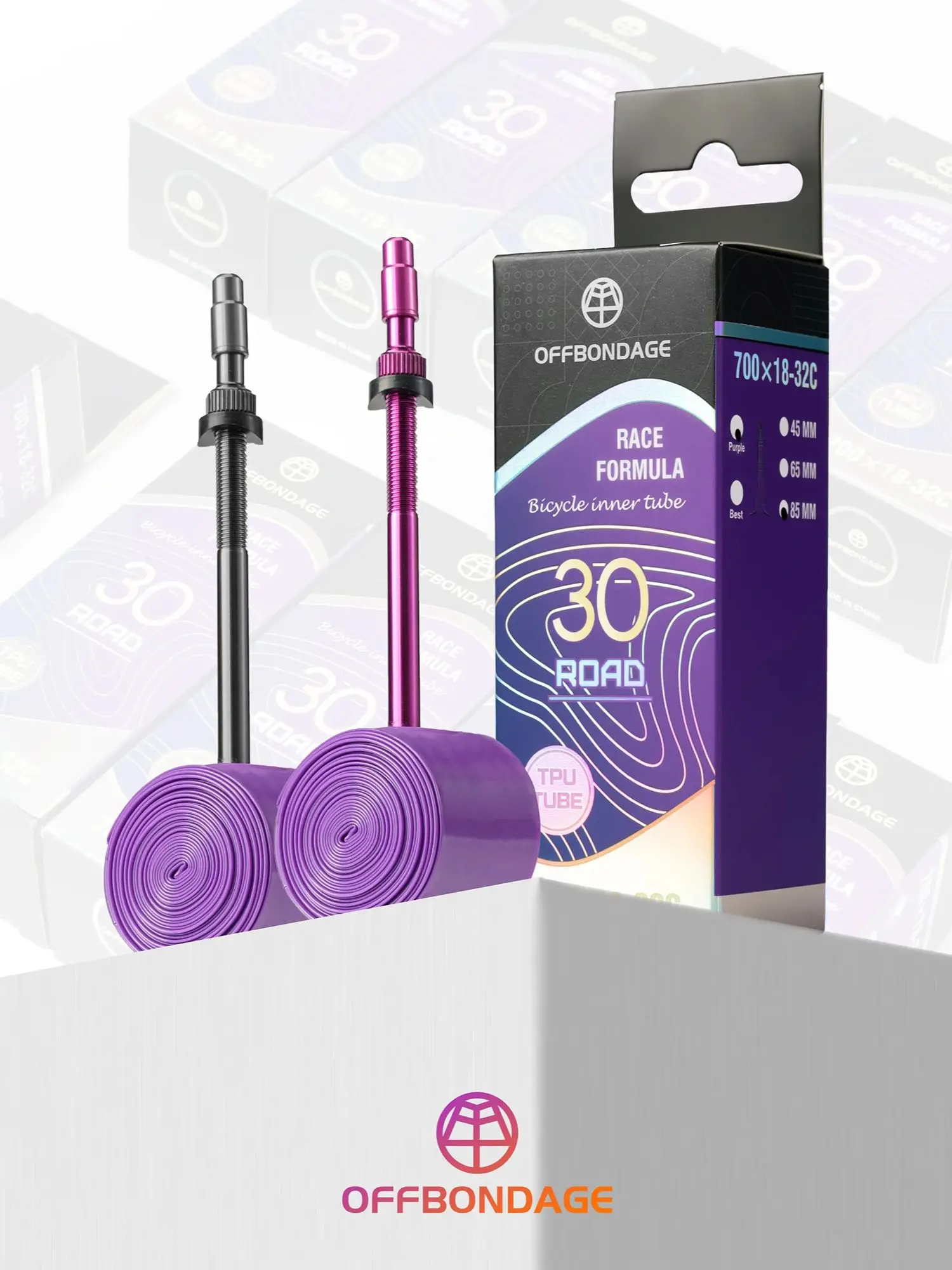 AliExpress OFFBONDAGE 2pcs Ultralight TPU Bike Inner Tube 30g 700c 18-32 Road Bicycle 45/65/85mm Inner Tube Aluminum Alloy French Valve