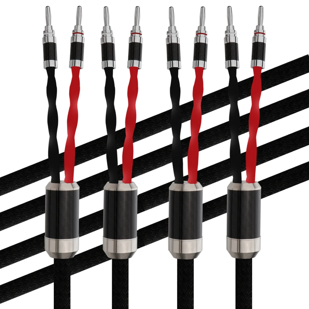 High-End 6N OCC Lautsprecherkabel Kohlefaser Bananenstecker Kanalsplitter, Anschluss des Verstärkers, Heimkino – Detail 4