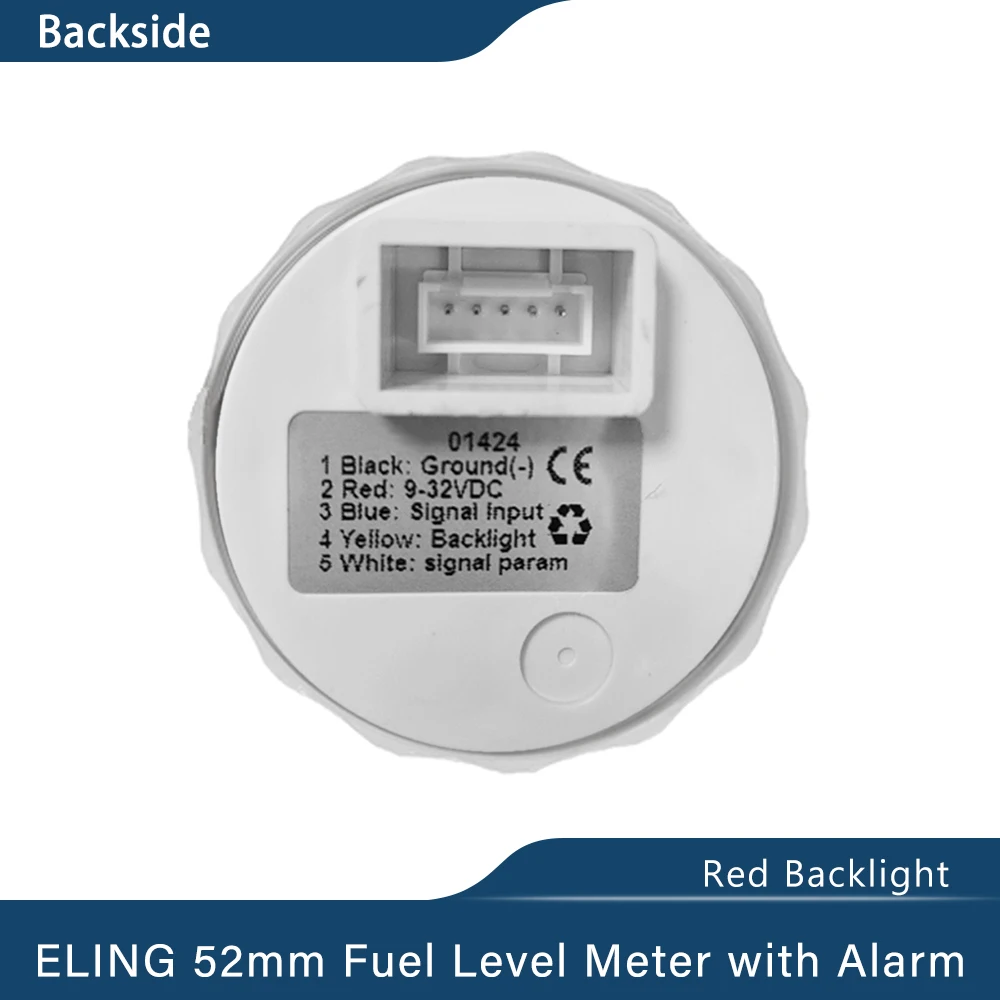 ELING Universal 52mm Fuel Level Gauge Meter 0-190ohm 240-33ohm with Red Backlight with Alarm for Ships Truck Motorcycle  9-32V - view 3