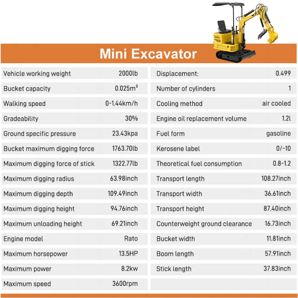 Mini chargeuse compacte sur chenilles de 13,5 HP avec lumières LED, multifonctionnelle, expédiée depuis les États-Unis