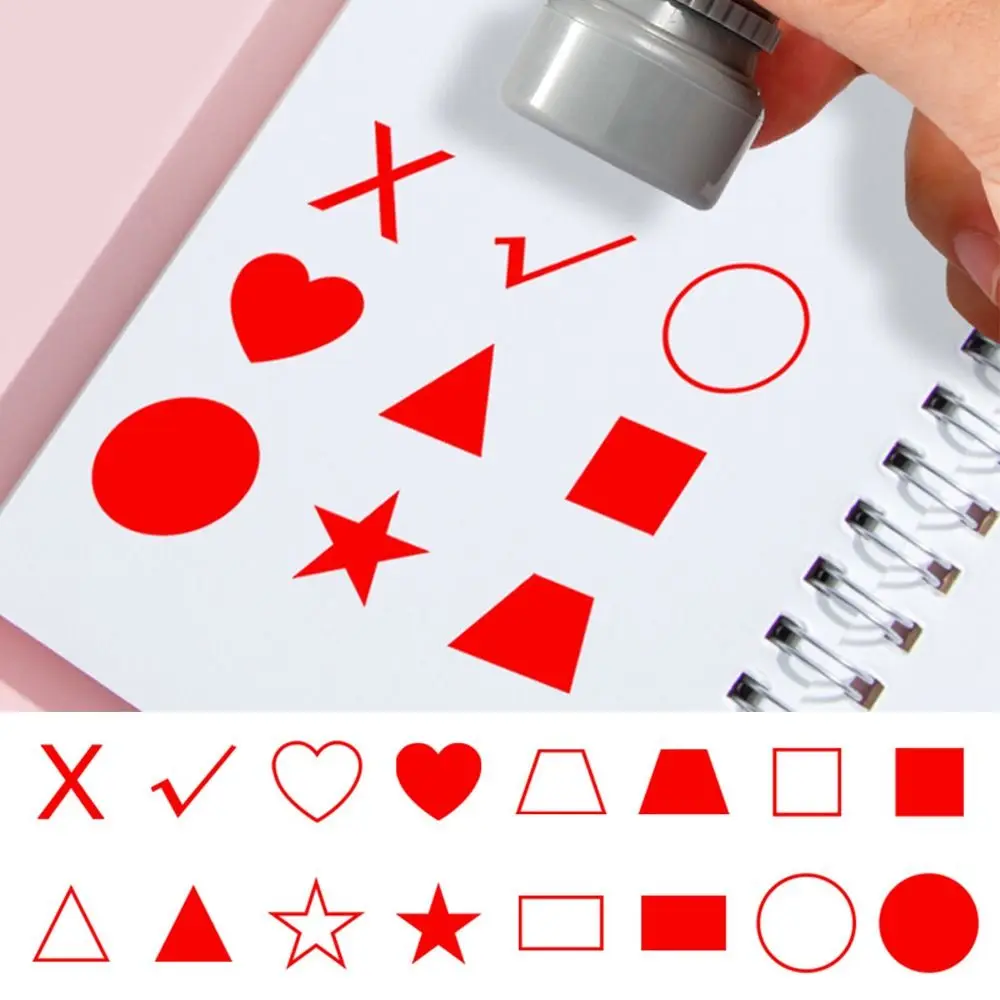 Portable Multi Pattern Math Geometry Stamp DIY Self Inking Teacher Use Stamp Triangle Trapezium Mini Drawing Stamp Class