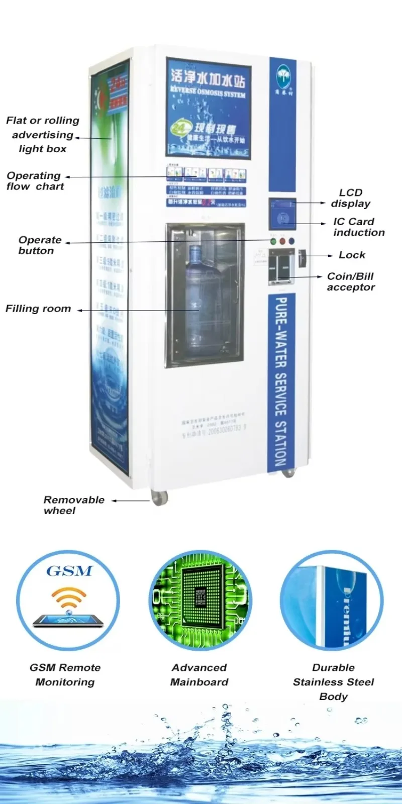Purified Water Vending Machine Vending Station Self-Service Water Dispenser Selling Purified Water