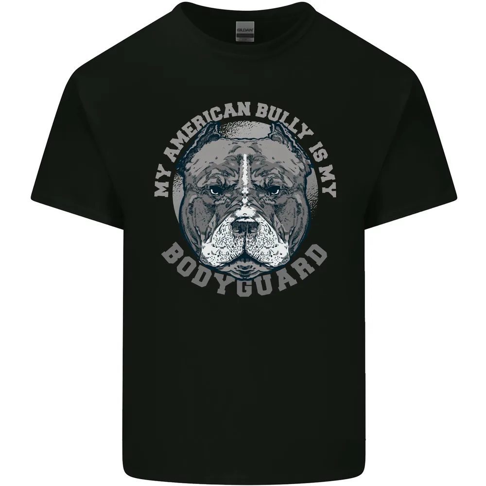 Bully is My Bodyguard Dog Mens T-shirt High Quality 100%Cotton Short Sleeve