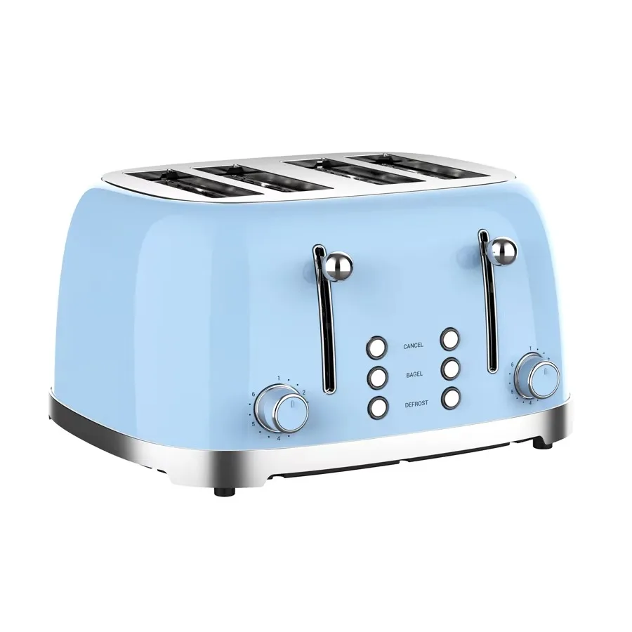 

Retro Appliance Defrost Reheat Function 4 Slices Electric Bread Toasters with Grill