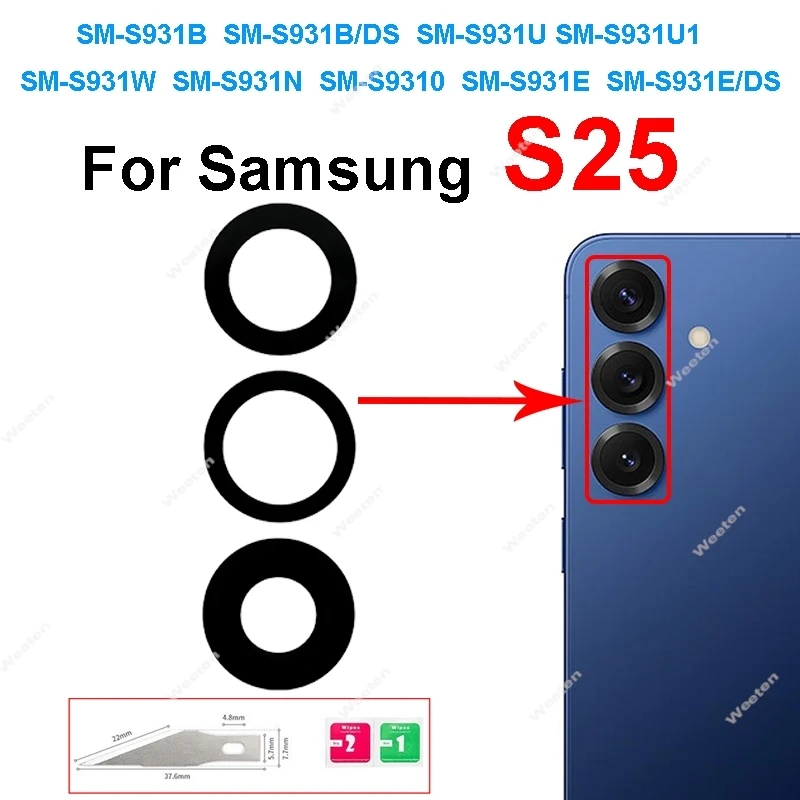 Back camera lens For Samsung Galaxy S25 S25+ S25 FE S25 Edge S25 Ultra F931 F936 F937 F938 F731 Back Camera Glass lens Repair image 2
