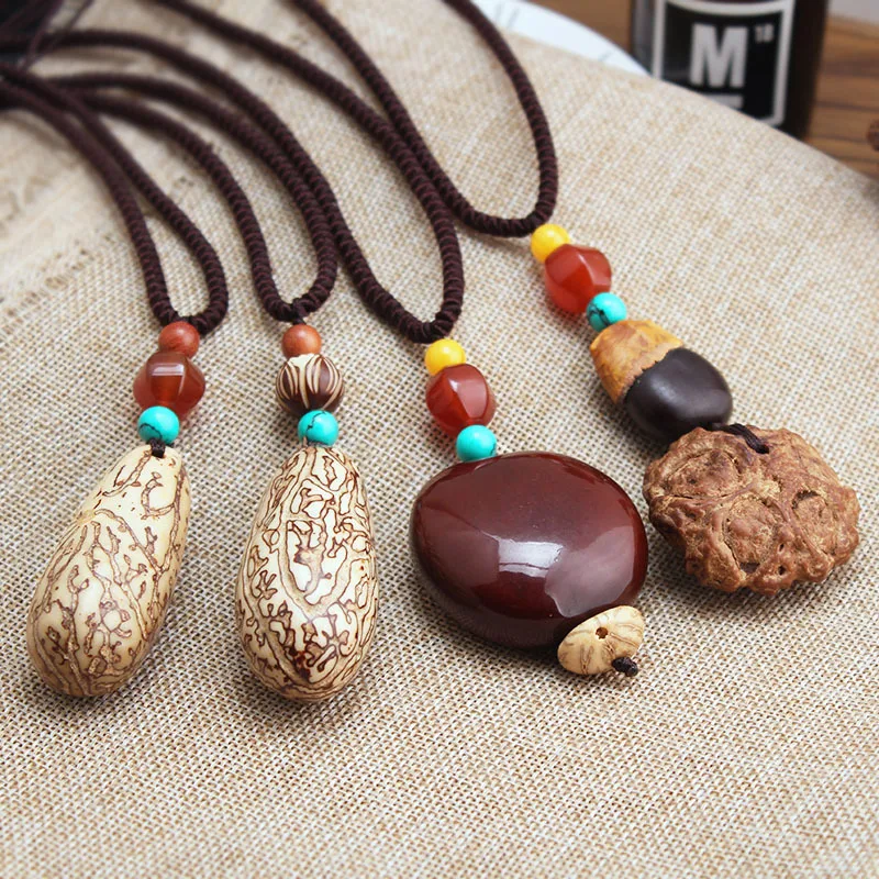 

Аксессуары для самостоятельного изготовления: простое ретро-колье в литературном стиле из хлопка и льна, женское украшение в этническом стиле, длинная цепочка для свитера.