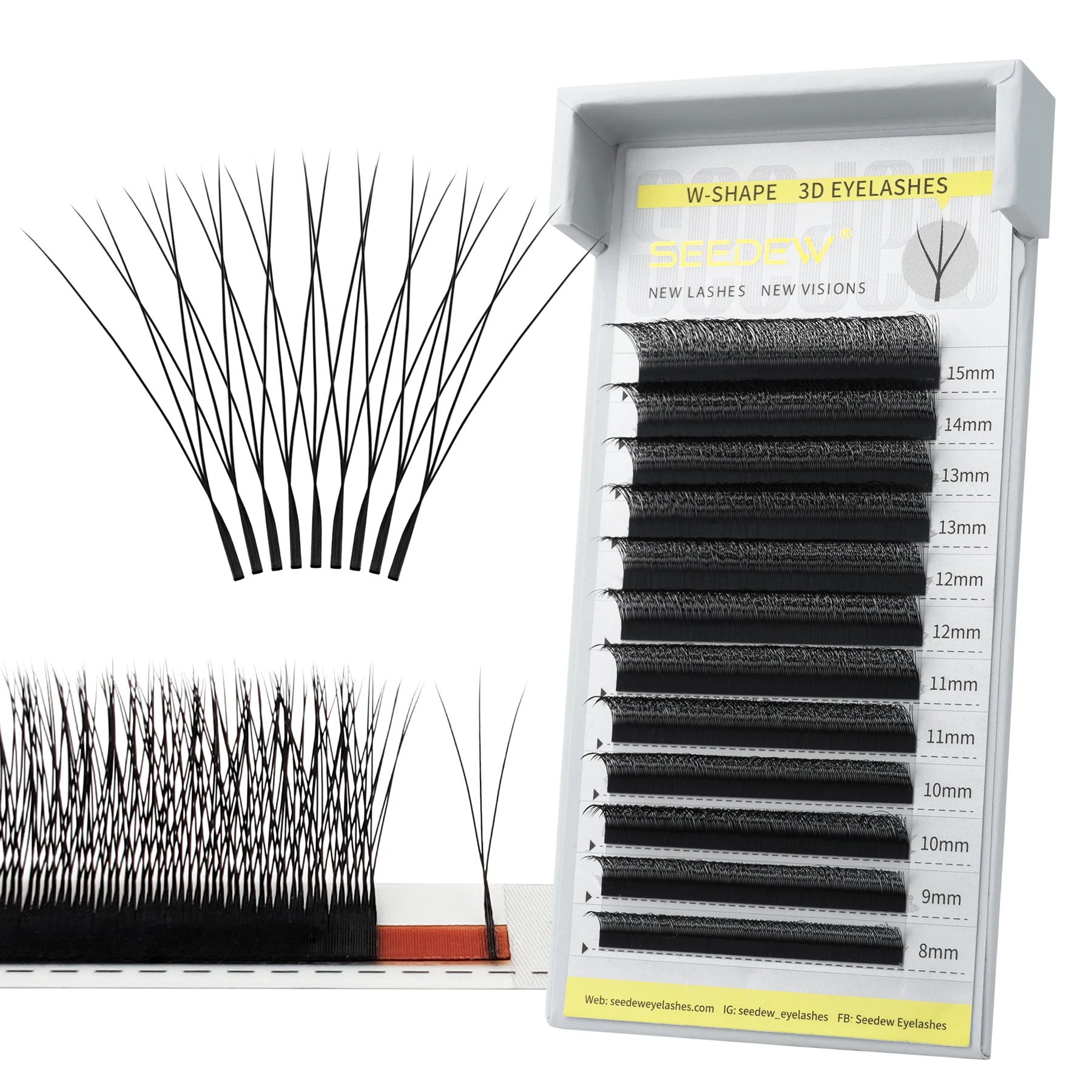 SEEDEW Smaller Spacing 3D W Shape Eyelash Extension Natural Soft False Eyelashes Premade Volume 3D Lashes