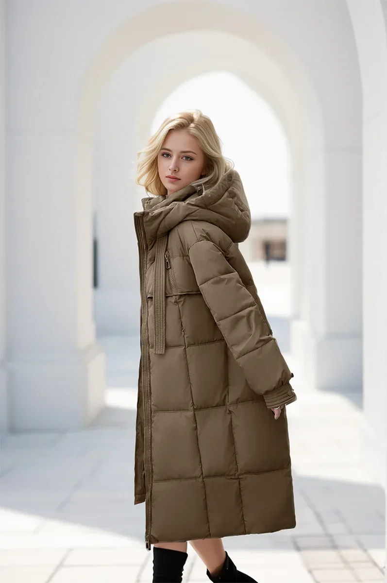 Women Parkas 2024 Autumn Winter Down Cotton Jackets Padded Thickened Overknee Loose Casual Long Warm Pockets Coat Snow Overcoat