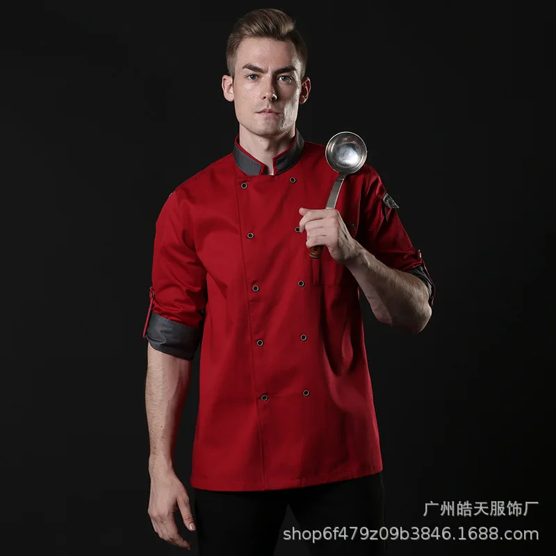 Koch-Arbeitskleidung für Herren, Langarm, Herbst und Winter, Kochjacke, Hotelküche, Restaurantuniform, Catering, Kantinen-Che