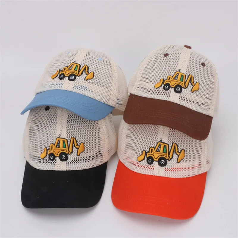 2024 New Kids Mesh Baseball Cap Cute Cartoon Baby Adjustable Summer Sun Hat Children Boys Girls Flat Cap