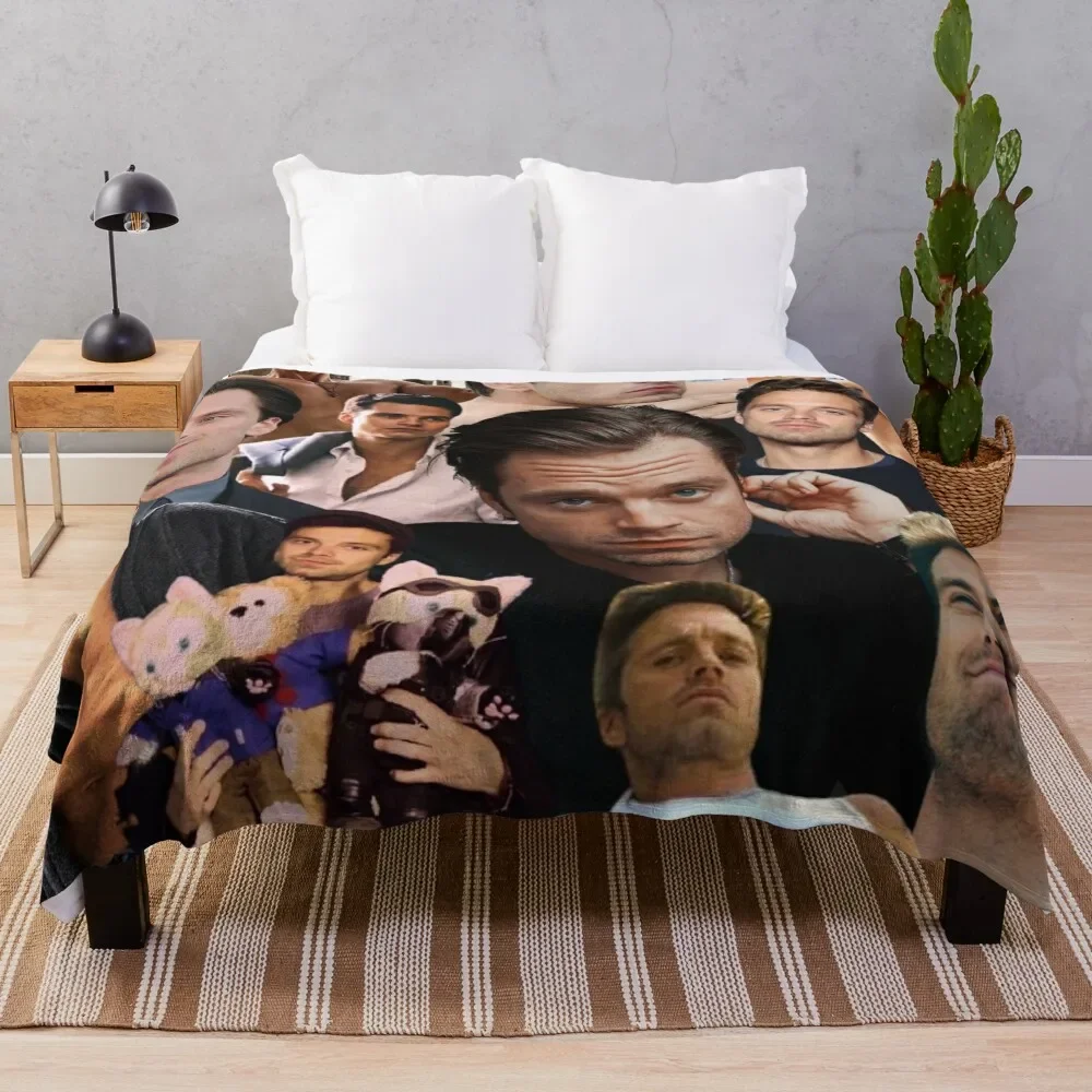 

Sebastian Stan collage Throw Blanket Thin Nap Hairy Blankets