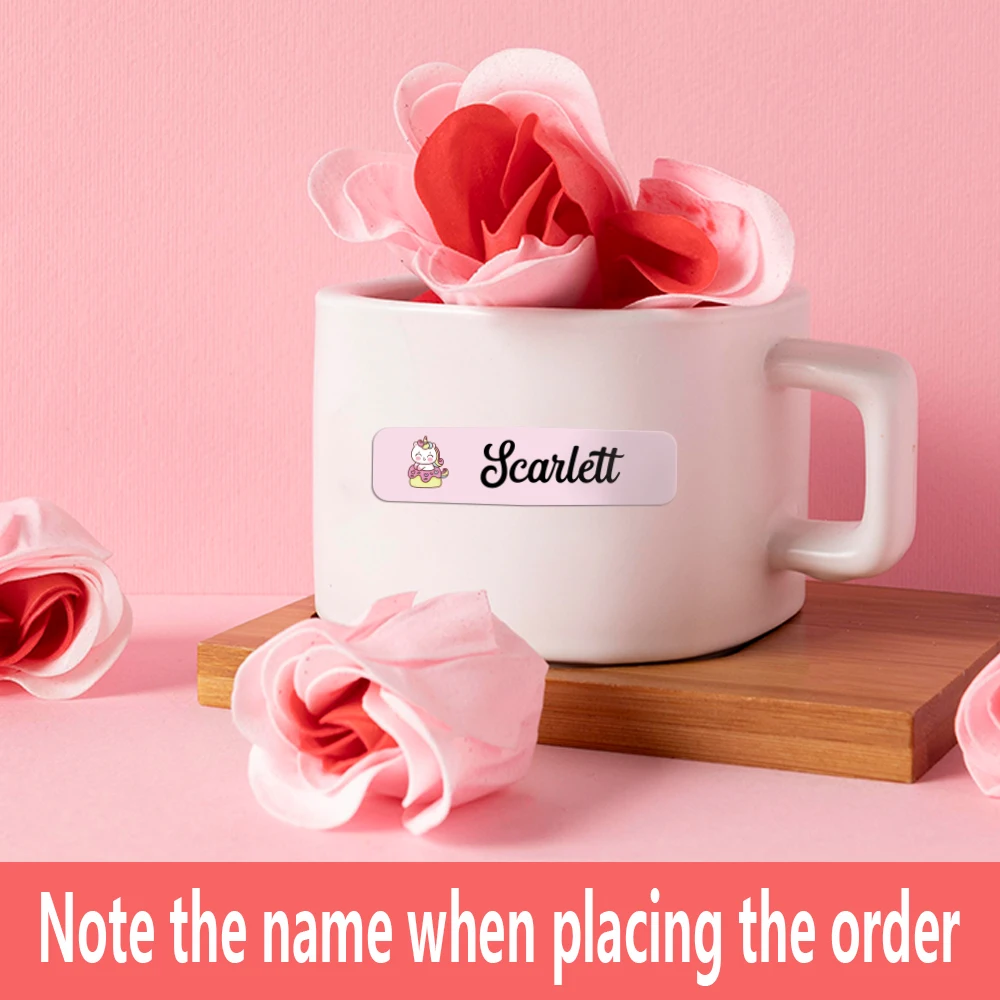 علامات اسم شخصية ملصقات لطيف يونيكورن الغيوم القمر تسميات اسم مخصص لزجاجات المياه الكؤوس والقرطاسية مقاوم للماء #2