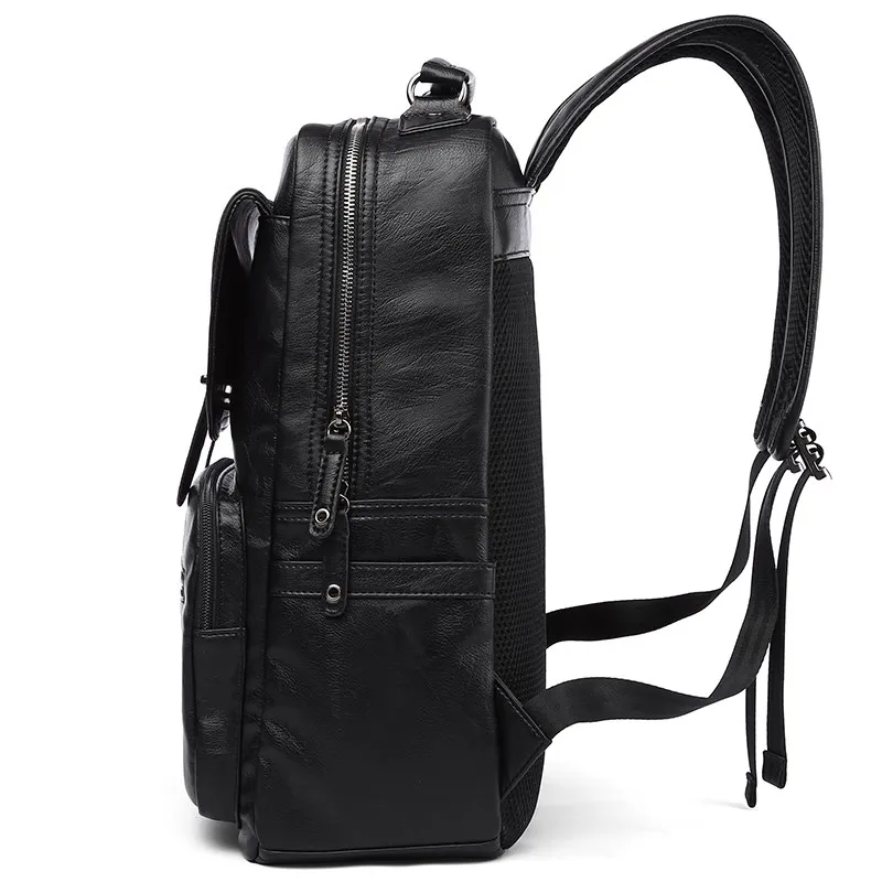 PU Leather  Backpack for Men Mochila 14/15.6 Inch Laptop Backpack Multifunction School Travel Waterproof Bags for outdoor