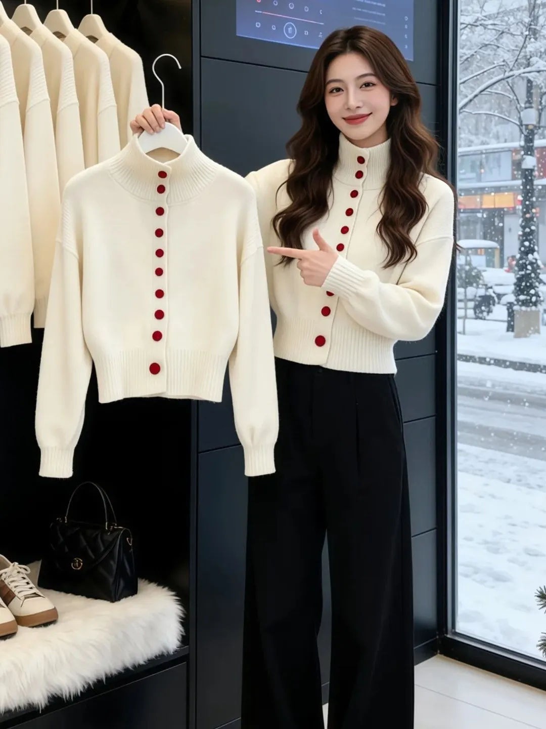 

Женский вязаный кардиган Slim Fit с длинными рукавами, на одной пуговице, однотонный, простой, весенне-осенний, новый, высококачественный свитер-топ