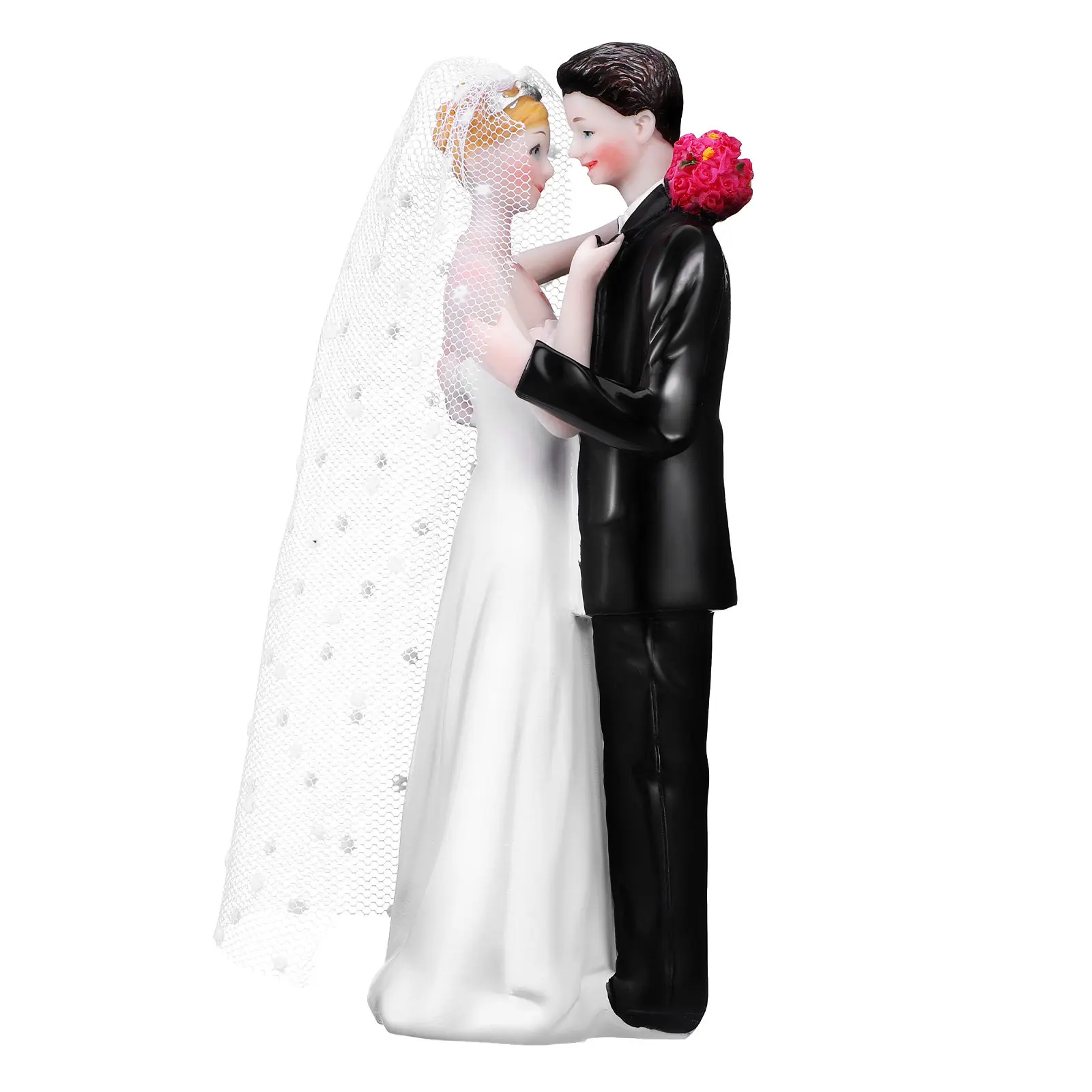 Wedding Cake Topper Bride Groom Resin Couple Statue Elegant Romantic Cake Decoration Keepsake Wedding Party Decor