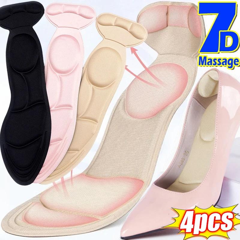 7D Soft Memory Foam Insole Pad Inserts Heel Post Back Breathable Anti-slip for Women High Heel Shoe Shoe Arch Support Insoles