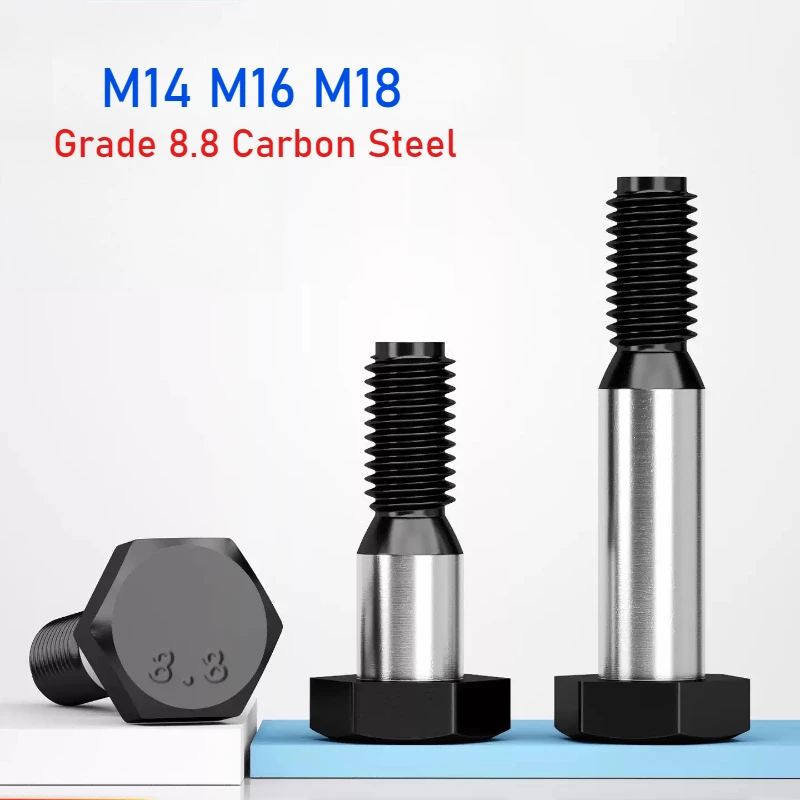 Peijian M14 M16 M18 Grade 8.8 Carbon Steel Hex Hexagon Locating Plug Screw Black Hinge-mounted Bolt Length 40mm~150mm