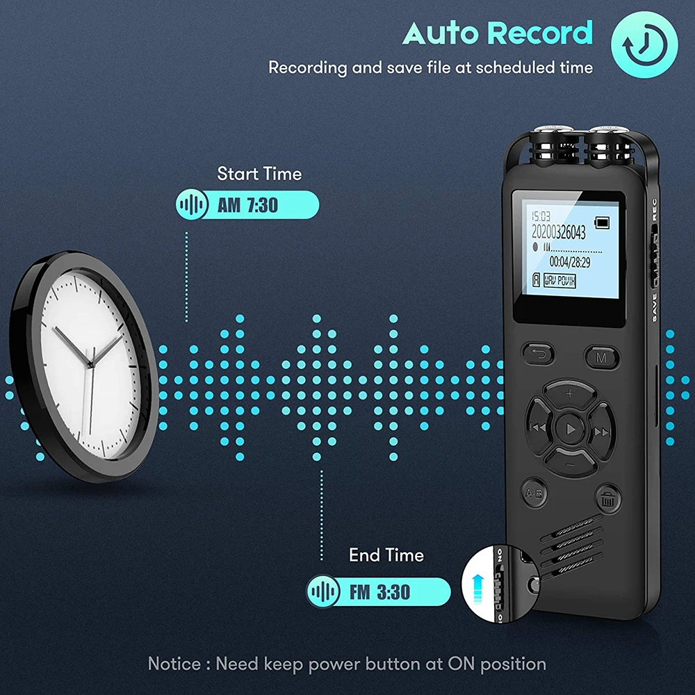8GB Memory Digital Voice Recorder for Lectures Meetings Portable Recording Devices Playback, Line-in, Password, USB PQ135