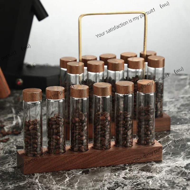 Coffee bean storage container, dispensing bottle single tube storage accessories, glass test tube display rack sealed