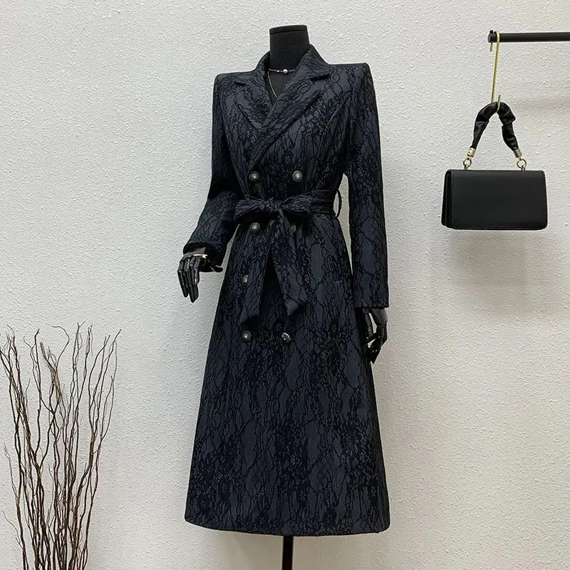 Double-Breasted Temperament Women's Trench Coat 2025 New Spring Autumn Light Luxury High-Quality Fashion Women Trench Coat H698