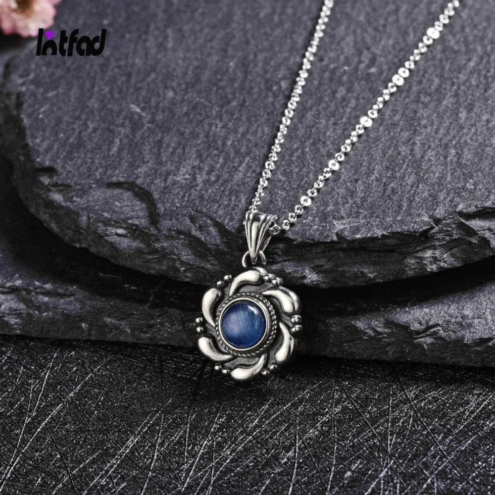 Natural Kyanite Pendants Necklaces for Women 925 Sterling Silver Vintage Fashion Moonstone Pendants Party Fine Jewelry Gift