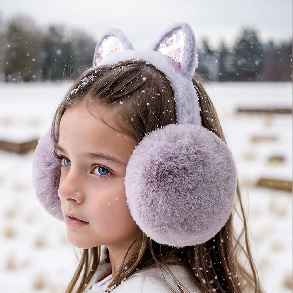 Winter Warm Cat Ear Warmers Glitter Ears Plush Earmuffs For Women Playful Girls Ear Muffs Cold Protection Warm Hot For Outdoor