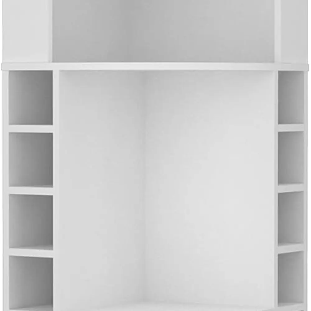 

White 71 High Corner Bar with Glass Holder, 8 Bottle Racks, Shelf, Drawer & Side Doors for Living Room