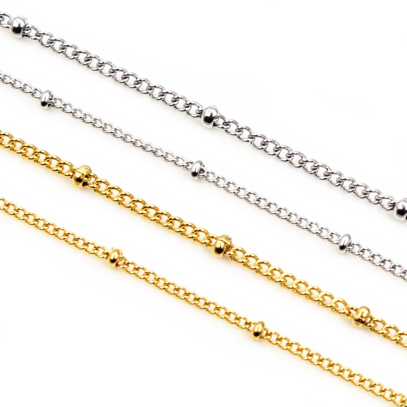 5 Meters Never Fade Stainless Steel Gold Plated Ball Necklace Chains For DIY Jewelry Findings Making Handmade Supplies