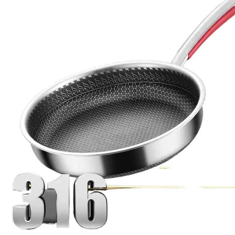 26/28cm Frying Pans with Lid,Stainless Steel Nonstick Frying Pan Honeycomb Skillet for Gas Electric Induction Ceramic Stoves