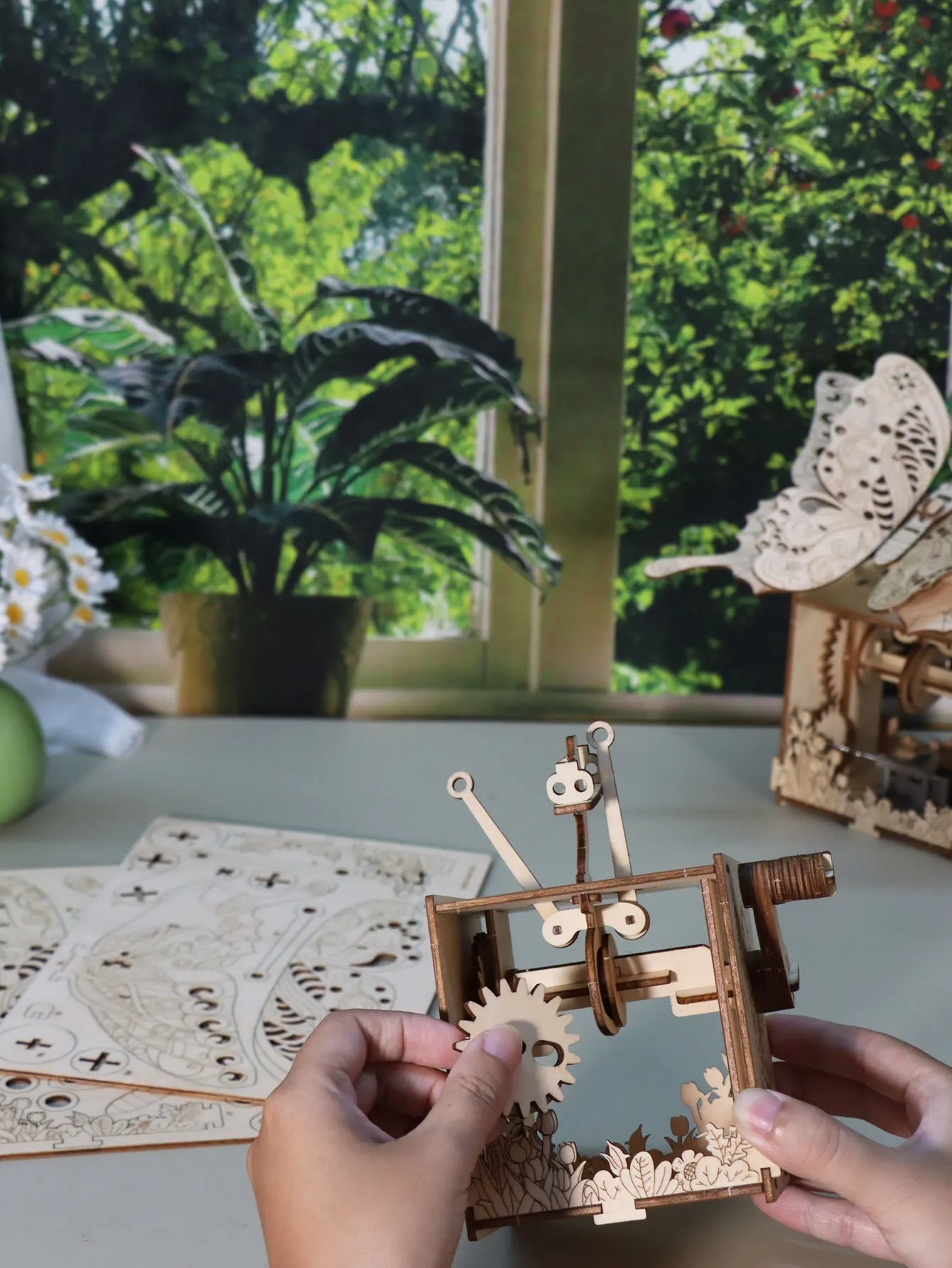 3D Wooden Puzzle for Adults Butterfly Music Box Model Kits DIY Handmade Brthdays Christmas Gifts