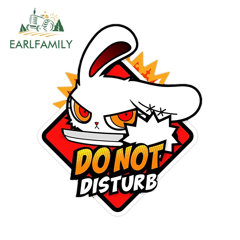 EARLFAMILY 13cm × 11.1cm Bloody Bunny Chibi Car Stickers Do Not Disturb Design Decals Vinyl Car Windshield Occlusion Scratch