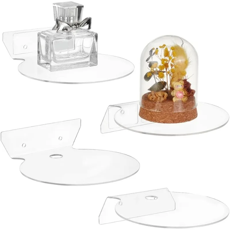 

4Pcs Acrylic Floating Shelves 5" Clear Small Acrylic Wall Shelves Mini Collectibles Organizers with Adhesive and Screw Universal