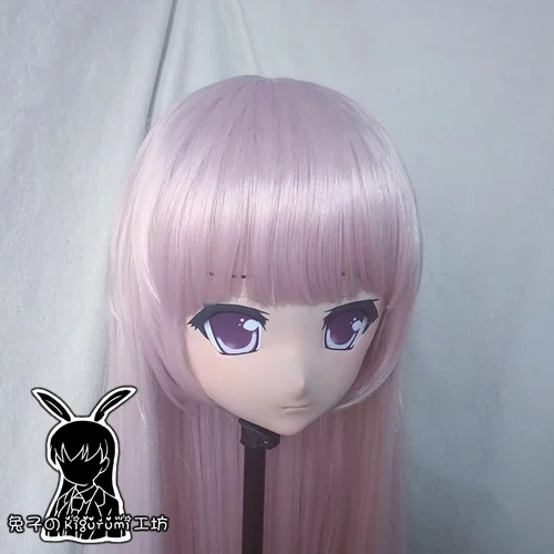 (Rabbit 102) Resin Cross Dressing Pretty Lolita Girl Head BID Doll Mask Japanese Anime Kigurumi Mask Cosplay with Wig